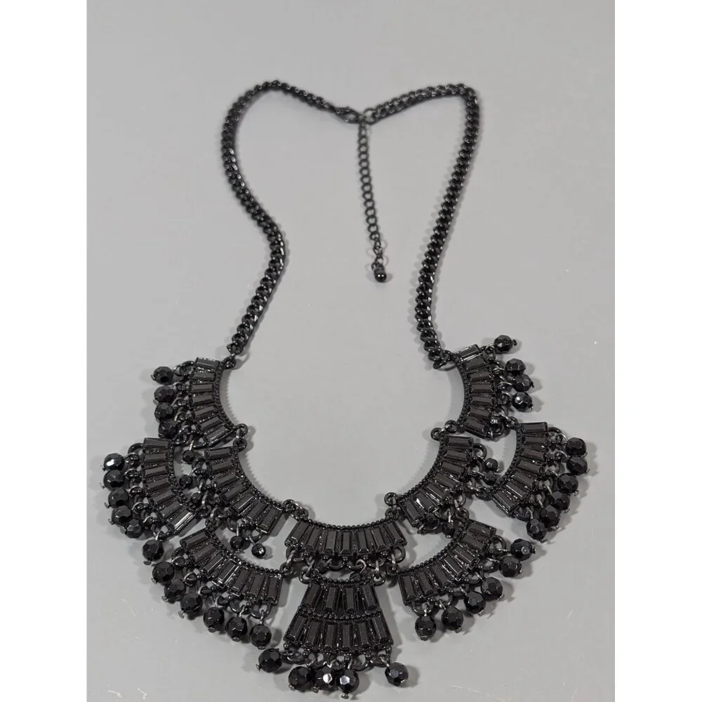 Black Chandelier Charm Statement Necklace Elegant‎ Goth 23